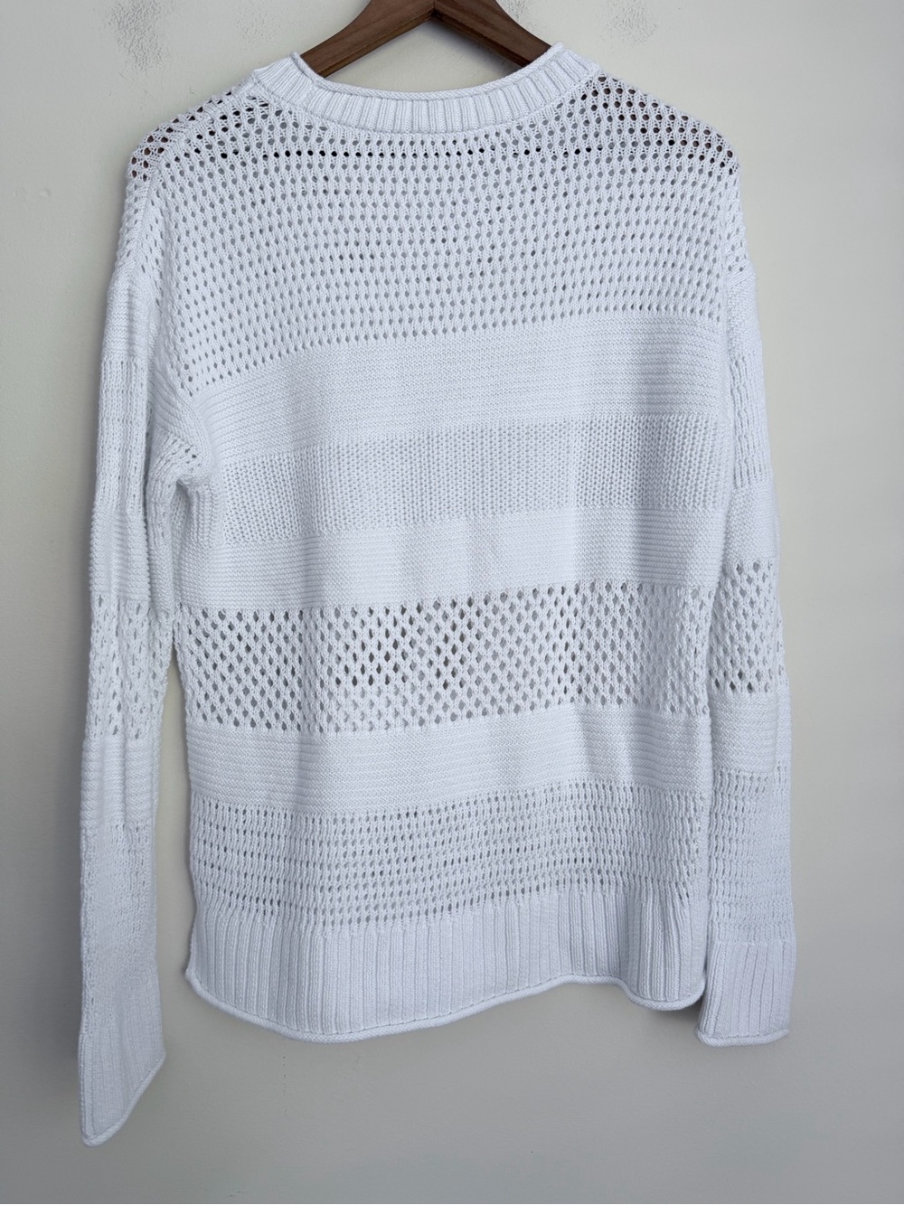 Haven Well Within Organic Cotton Open Stitch Crewneck Sweater white S - Picture 4 of 8